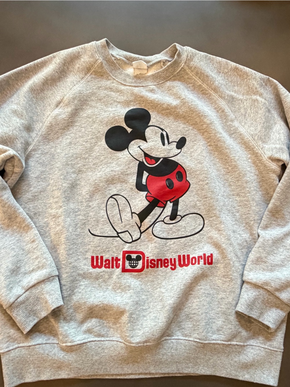 Disney Grey Sweatshirt with Black & Red Mickey Print, SZ Large